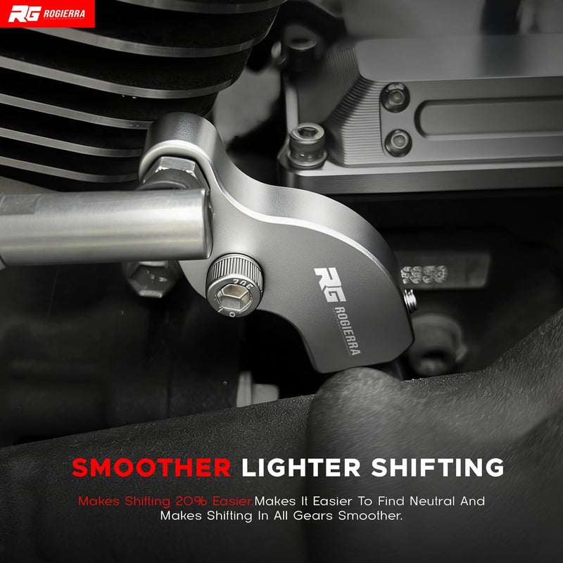 Rogierra Neutral Gear Shift Assist Kit - CNC M8 EZ Shift Lever Compatible with 2018-2025 Touring (Electra Glide/Road Glide/Tri Glide) & Softail (Fat Boy 114) Motorcycles - Easy Neutral Finder White - Image 2